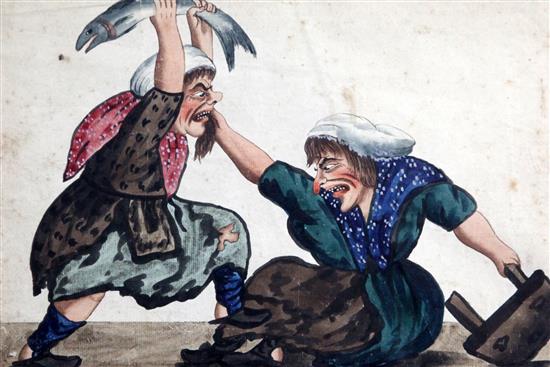 Irish School c.1800 Pill Lane Amusement, 9 x 13in.